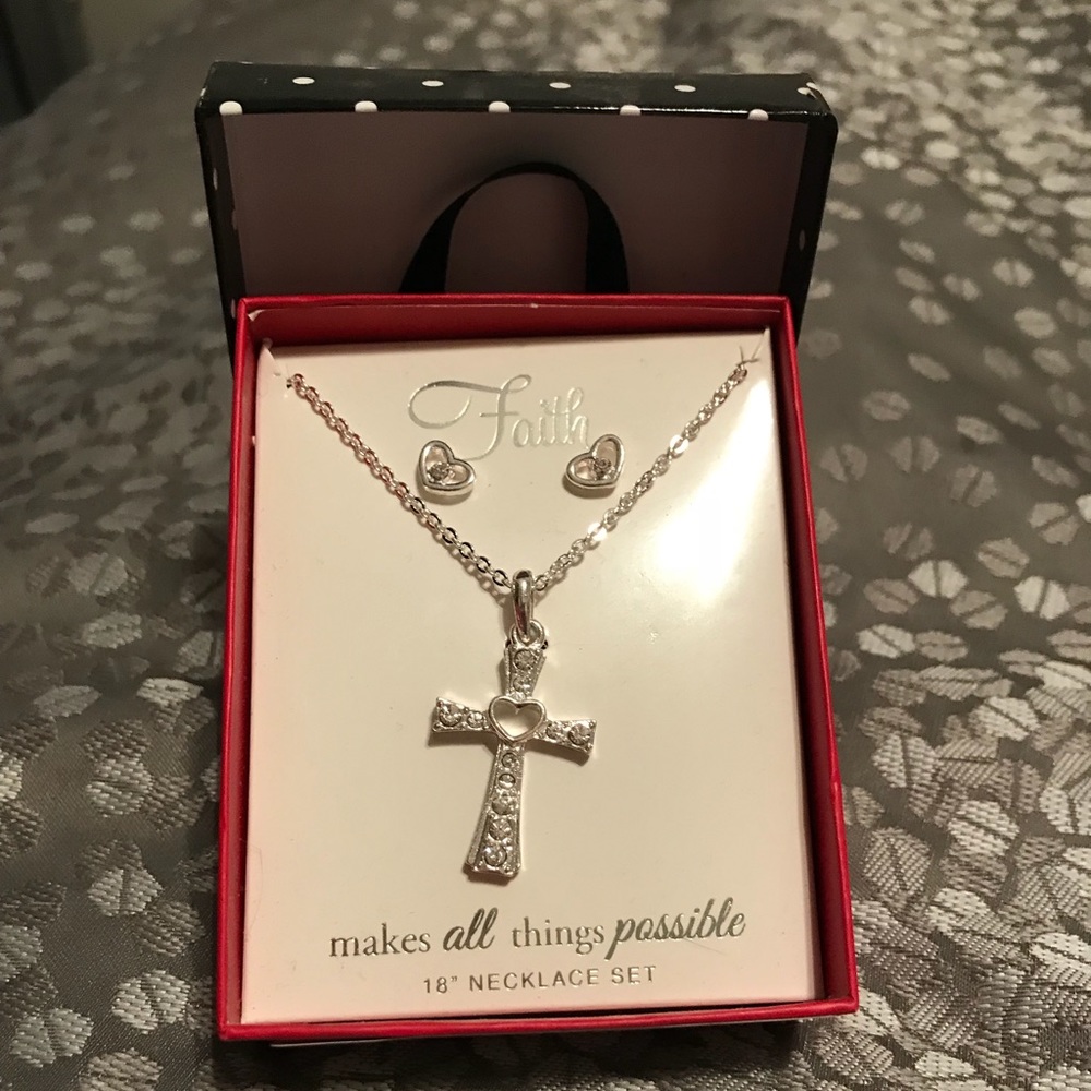 Cross Necklace and Earring Set
